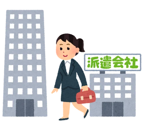 派遣会社へ向かう女性